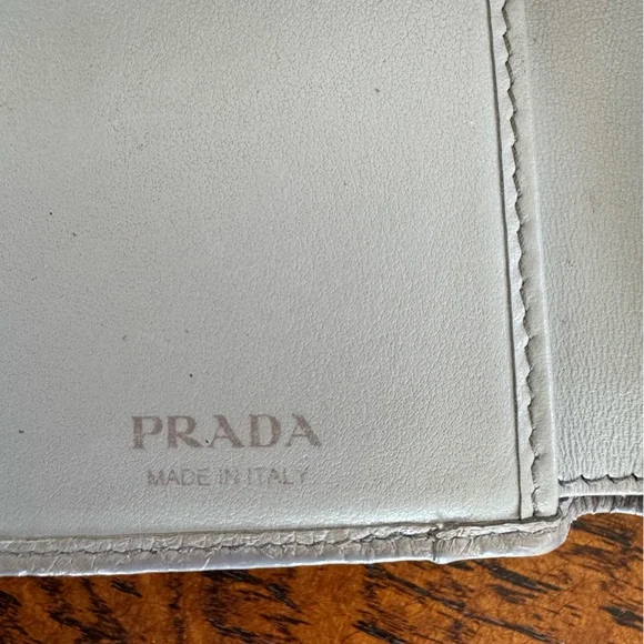 Prada Vitello Dino Leather Mini Wallet - Metallic Silver with COA - Picture 8 of 16